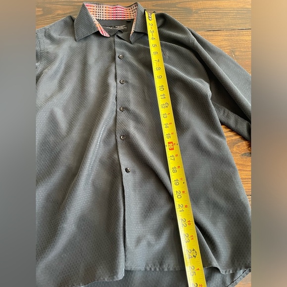 HARD ROCK BLACK LABEL MENS BUTTON DOWN LONG SLEEVE GRAY SHIRT Sz Med Flip Cuffs - Picture 9 of 11